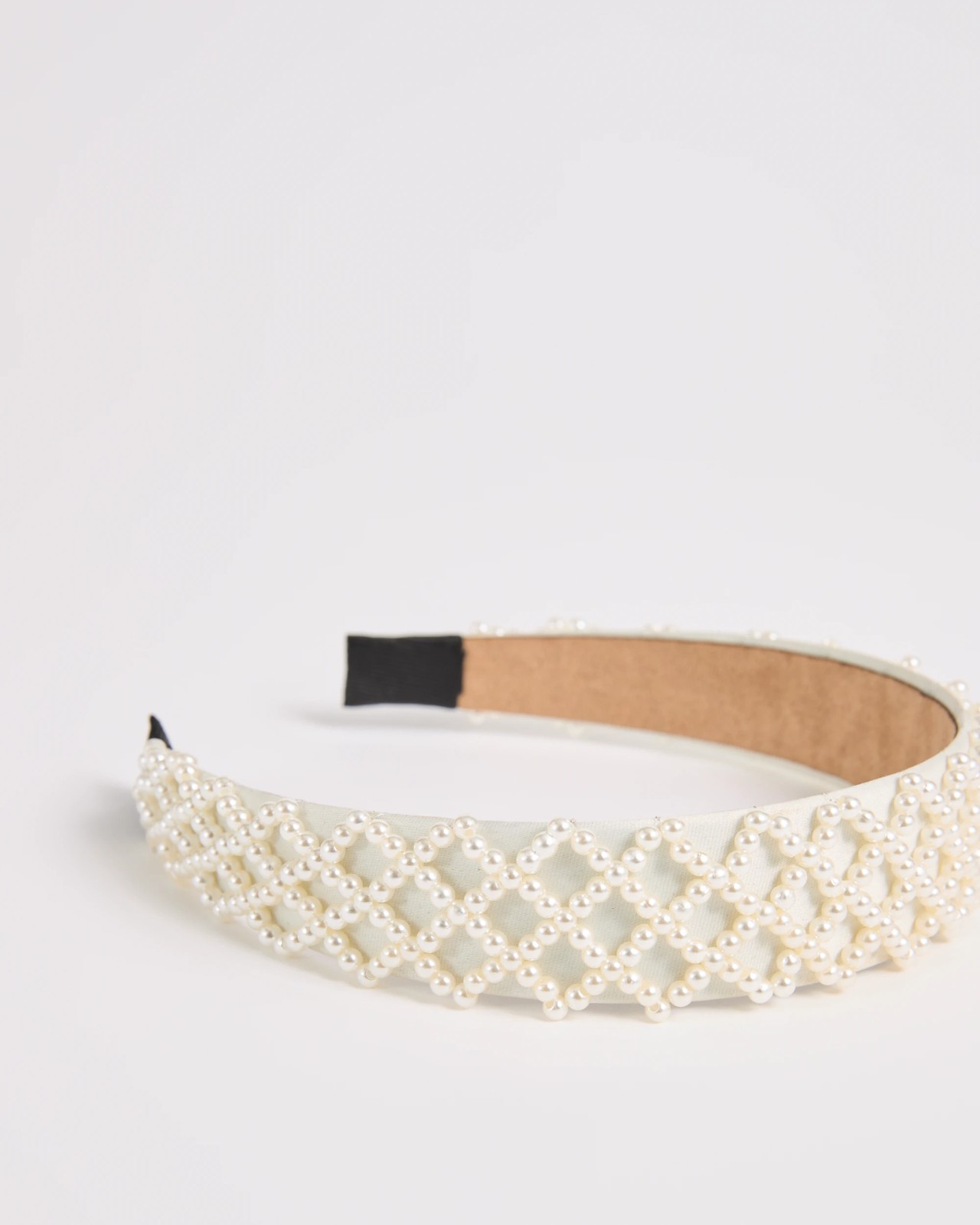 Wide Beaded Faux Pearl Headband 2 of 2