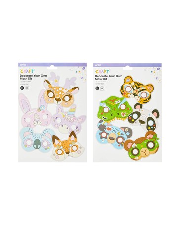 22 Piece Decorate Your Own Mask Kit Assorted - Anko