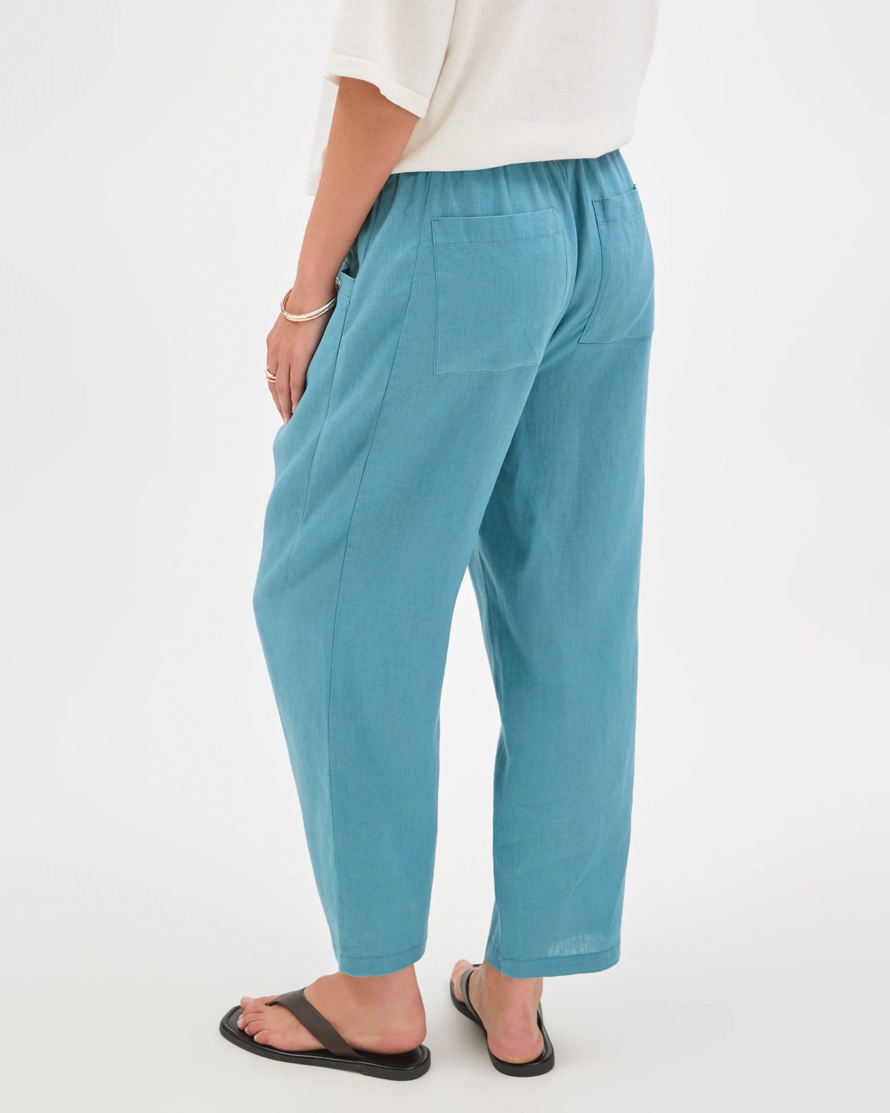 European Linen Tapered Pants - Soft Ocean 6 of 6