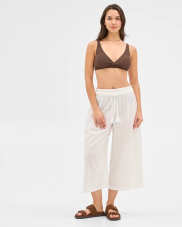 Resort Shirred Waist Culotte Pants