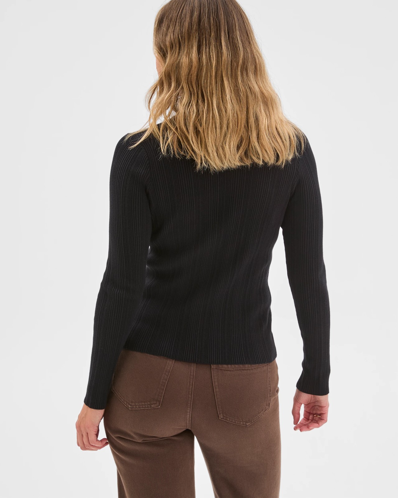 Australian Cotton Blend Variegated Rib Knitted Jumper - Black 6 of 6