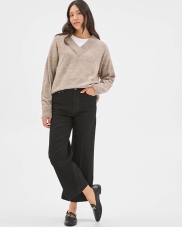 Kelsey Crop Length Wide Leg Denim Jeans