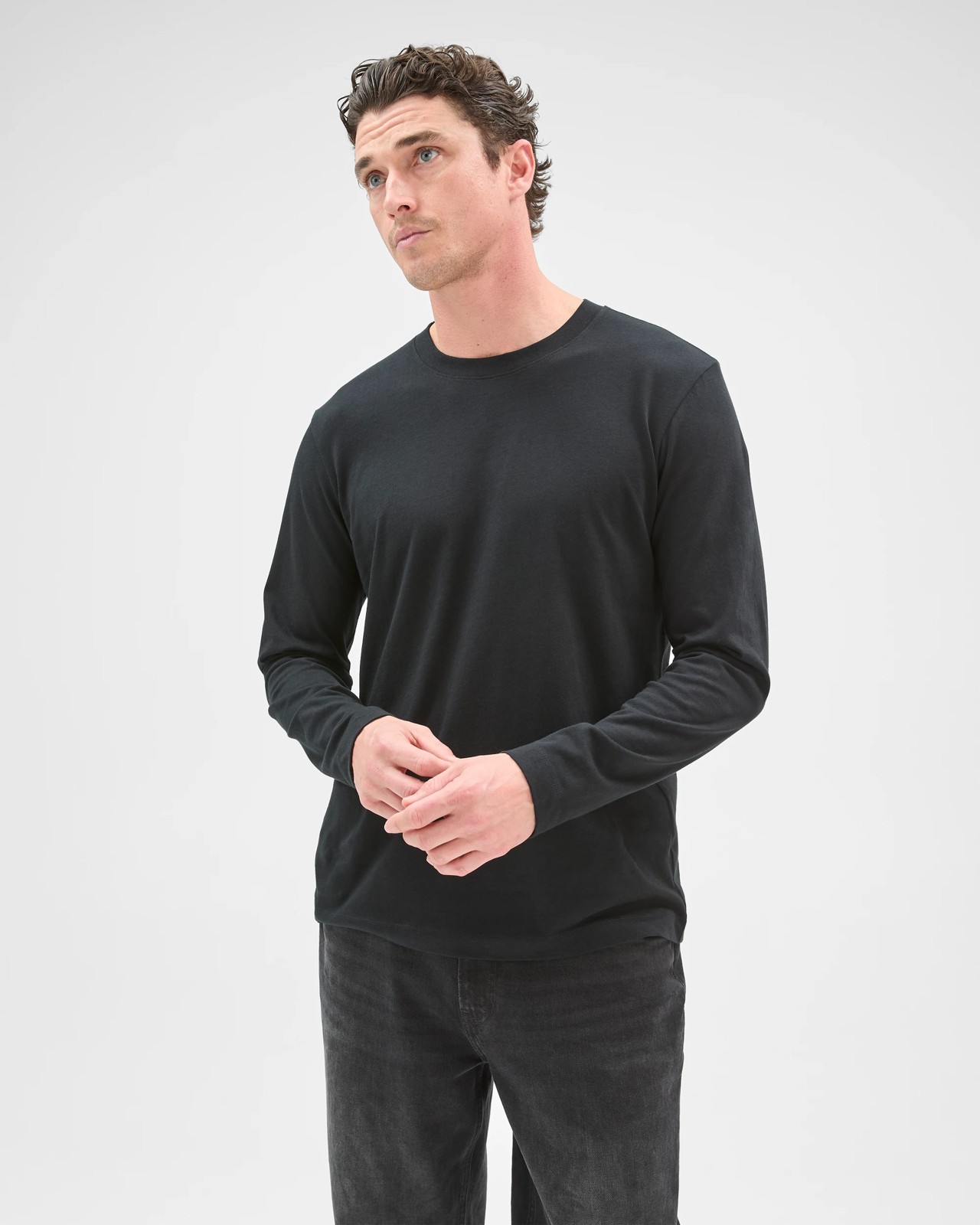 Australian Cotton Long Sleeve T-Shirt - Black 3 of 5