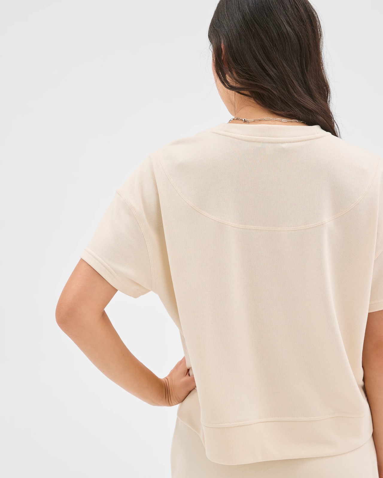 Active Australian Cotton Blend Knit T-Shirt - Oatmilk 6 of 6