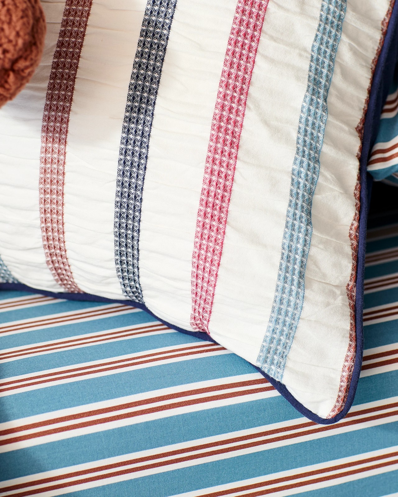 Frankie Waffle Stripe Seersucker Kids Quilt Cover Set 5 of 5