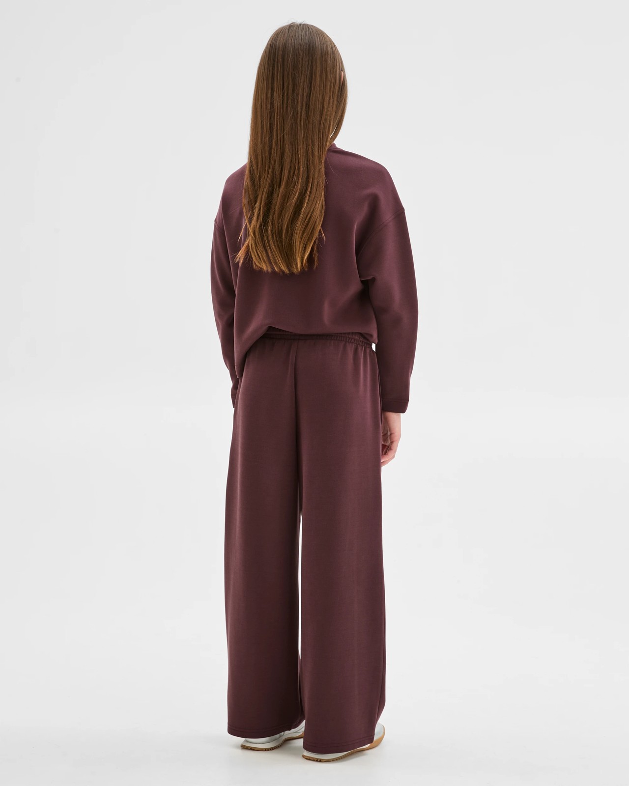 Sandwash Scuba Wide Leg Trackpants - Burgundy 3 of 5