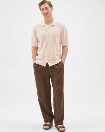 Australian Cotton Short Sleeve Textured Stripe Knit Shirt