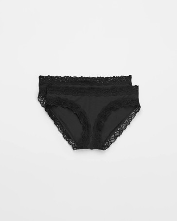 Womens Modal and Lace Bikini Briefs 2 Pack