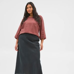 Plus Size European Linen Midi Skirt