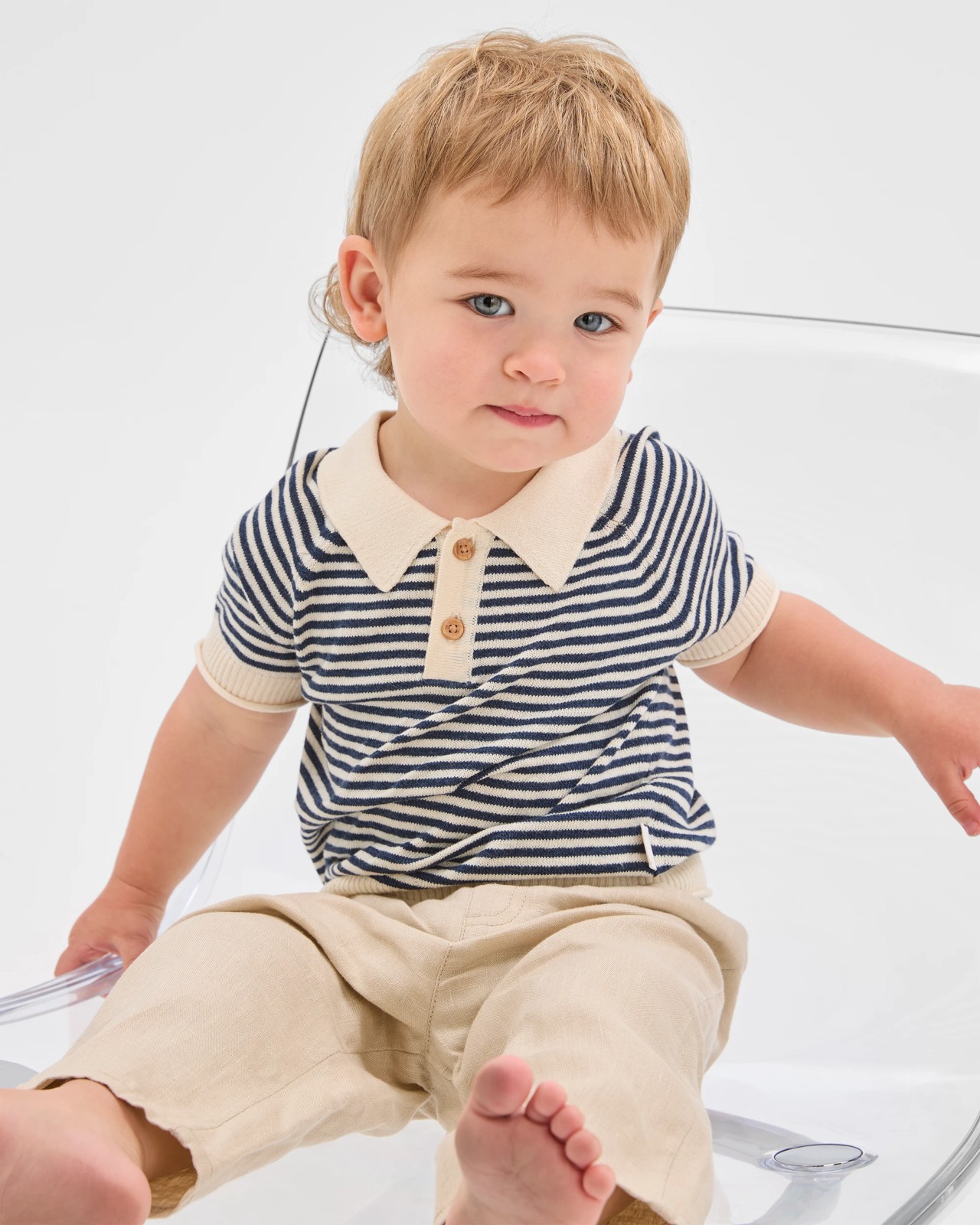 Baby True Knit Polo Top - Stripe 2 of 5