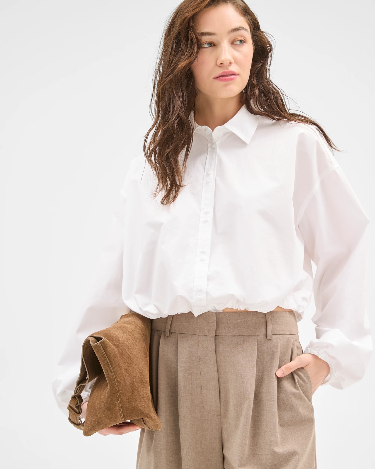 Lily Loves Australian Cotton Cropped Bubble Shirt - White 6 of 6