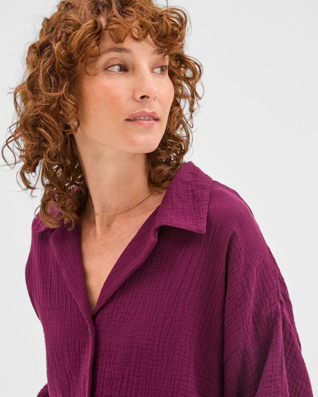 Resort Australian Cotton Oversized Short Sleeve Shirt - Deep Plum 5 of 6