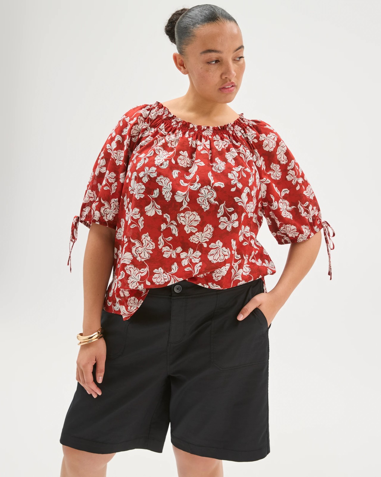 Plus Size Stretch Twill Pull On Bermuda Shorts 2 of 6