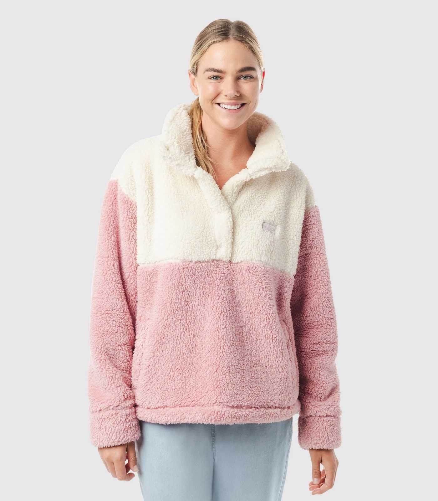 Teddy Fleece Popover Jacket - Piping Hot | Target Australia