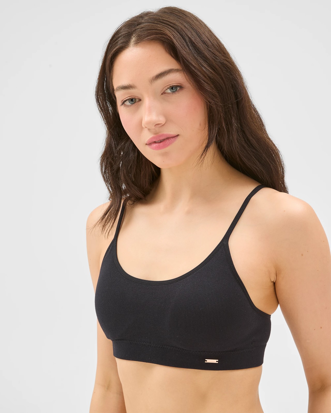 Lily Loves Rib Wirefree Crop Top - Black 3 of 5
