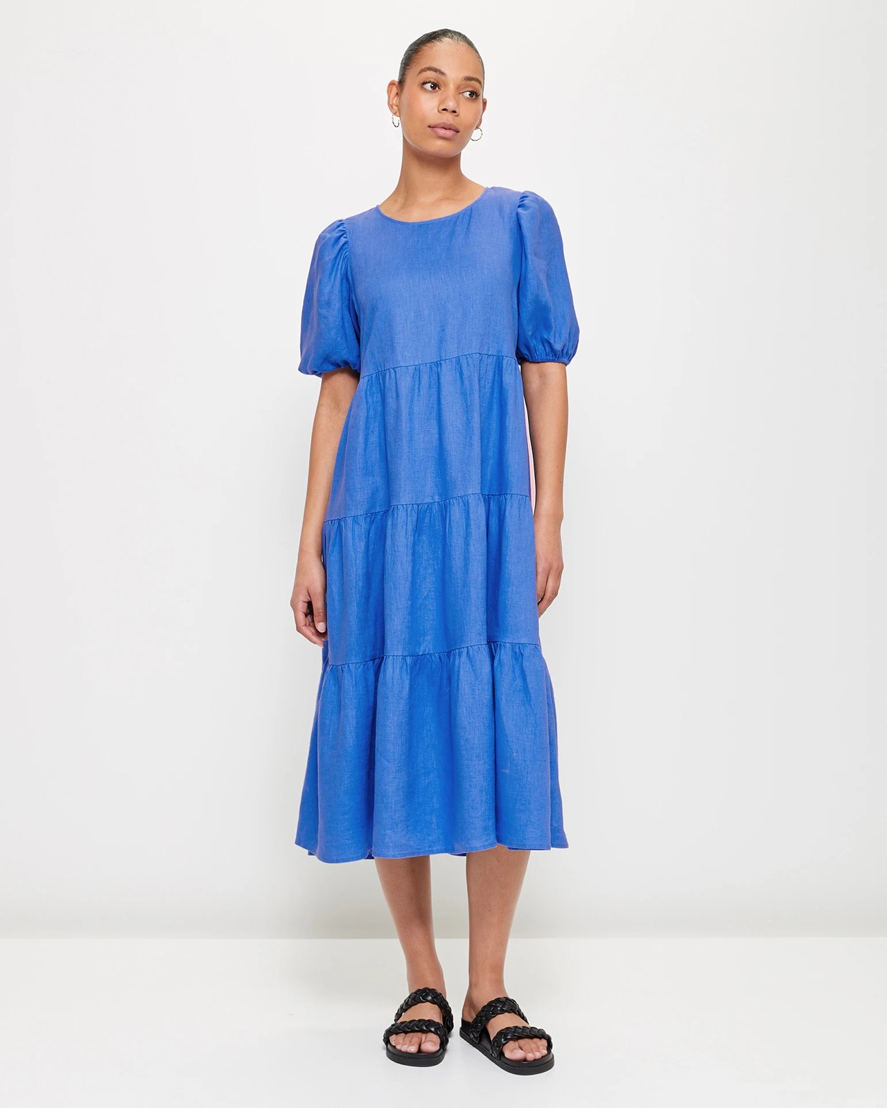 European Linen Tiered Midi Dress | Target Australia