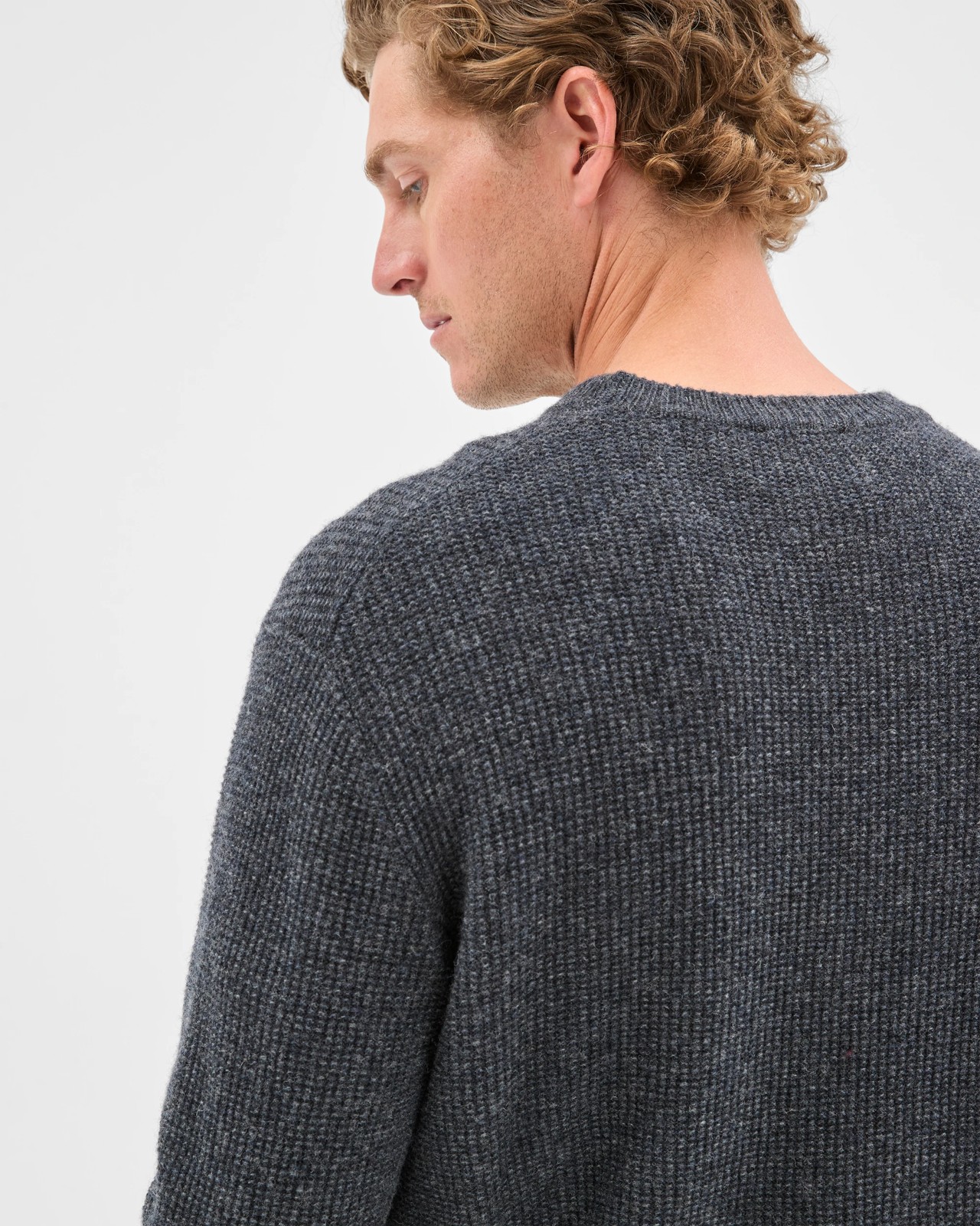 Lambswool Long Sleeve Crew Neck Knit Jumper - Charcoal 6 of 6