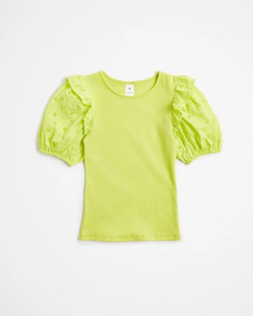 Puff Broderie Sleeve T-shirt