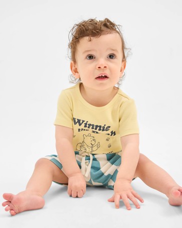 Licensed Disney Baby Organic Cotton Bodysuit & Shorts Set