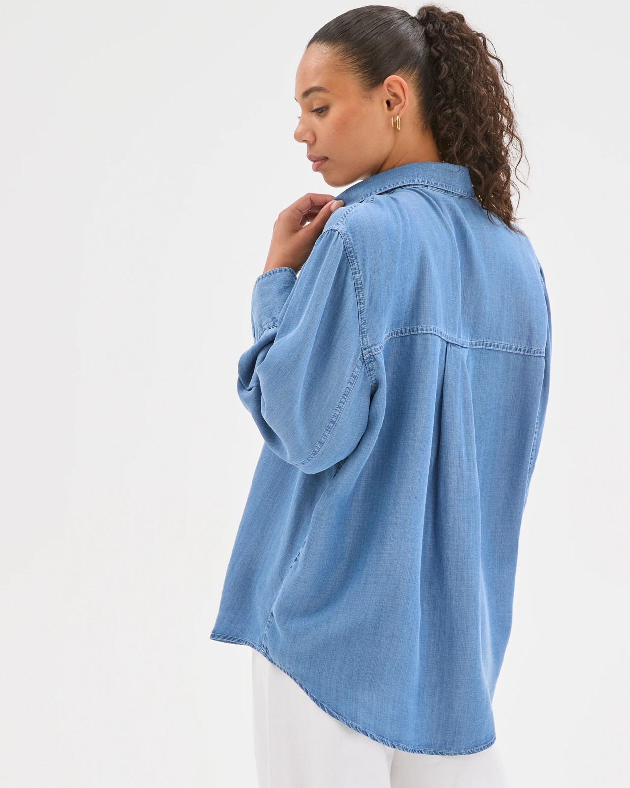 Long Sleeve Chambray Tie Shirt 5 of 6