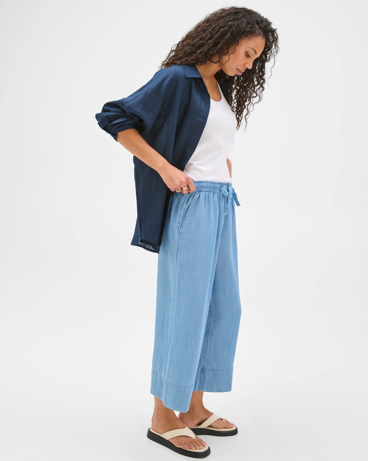 Lyocell Chambray Tie Pants 3 of 6