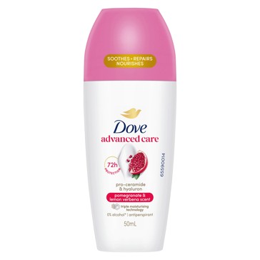 Dove Advanced Care Go Fresh Antiperspirant Deodorant Roll-On 50ml - Pro-Ceramide and Calendula, Pomegranate Scent
