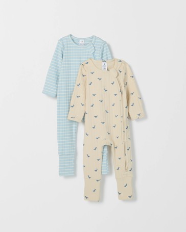 Baby Organic Cotton 2 Pack Rib Side Zip Elevated Coverall