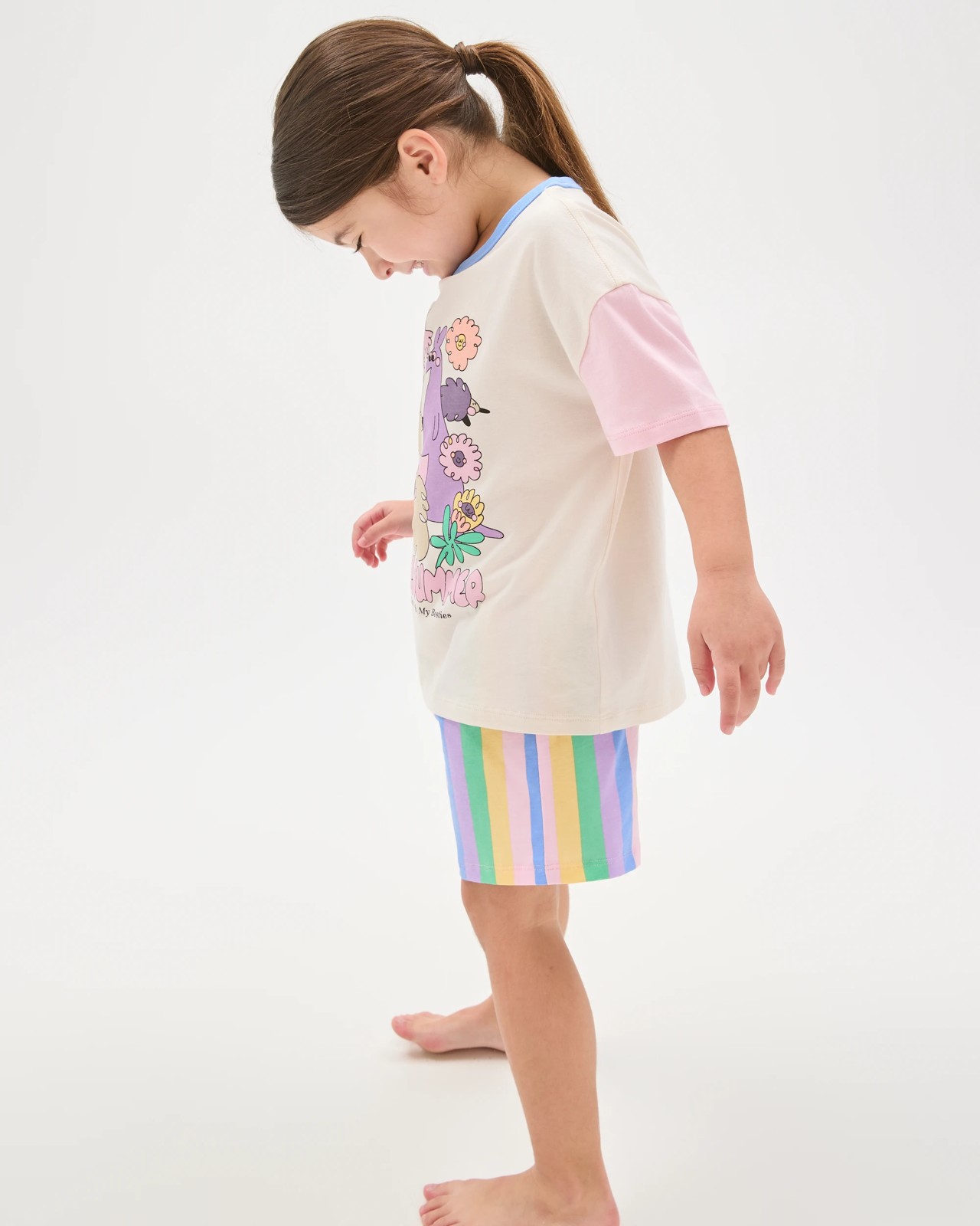 Australian Cotton Younger Girls Oversized Jersey Pyjama Set - Australia Multi 4 of 6