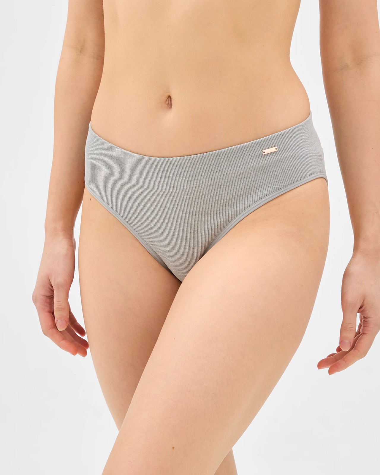 Lily Loves 2 Pack Rib Seamfree High Waist Bikini Briefs - Grey Marle 3 of 4