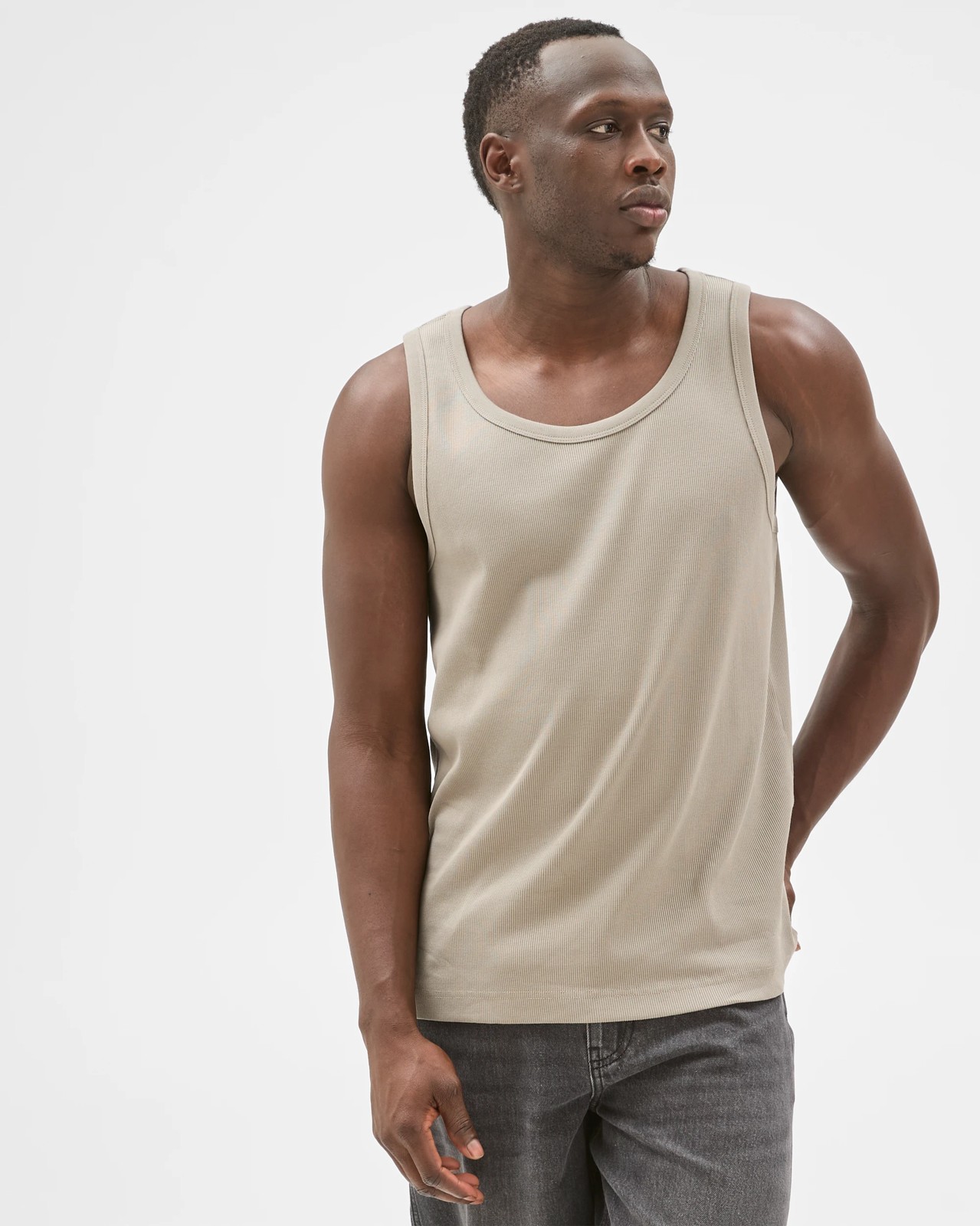 Commons Australian Cotton Rib Tank Top - Elephant Skin 3 of 6