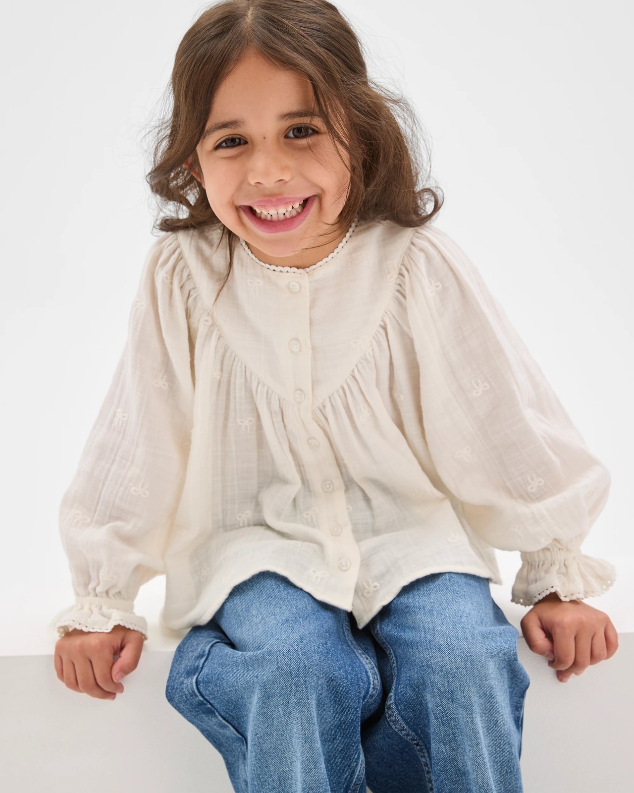 Long Sleeve Woven Button Through Ruffle Blouse 3 of 6