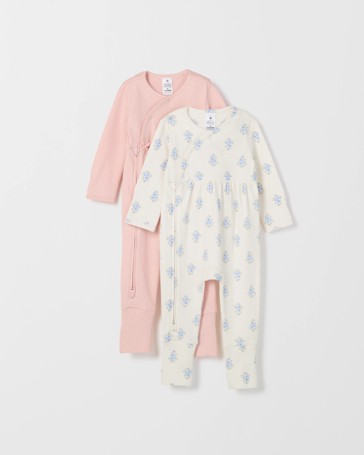 Baby Organic Cotton 2 Pack Pointelle Wrap Elevated Coverall